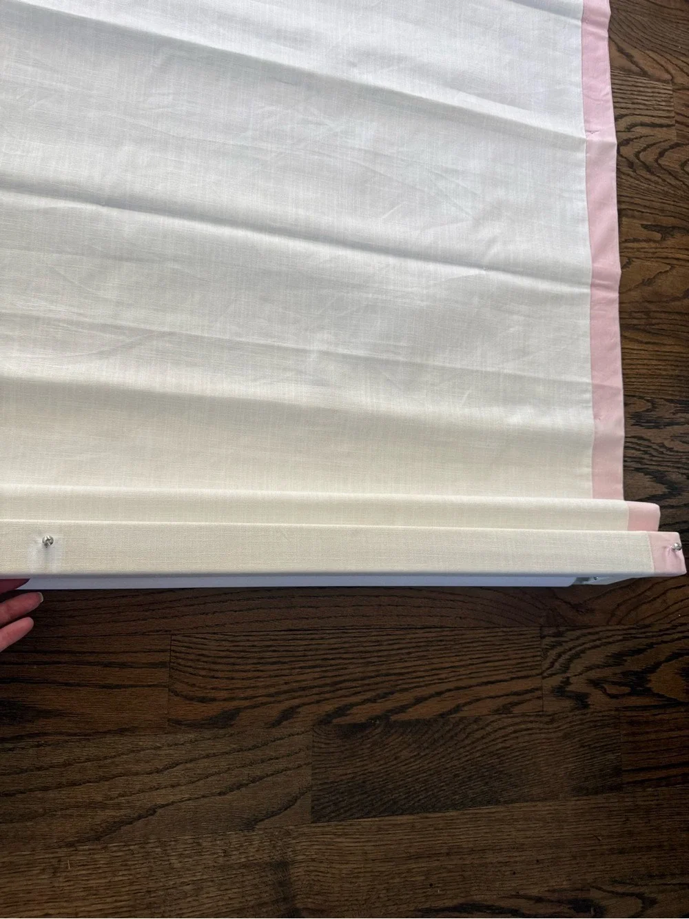 Pottery Barn Kids Linen Blackout Roman Shade White Pink